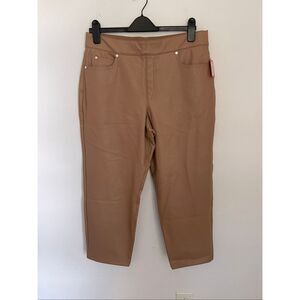 SPANX Slim Straight Slimming Pants Faux Toffee Leather Size XL NWT